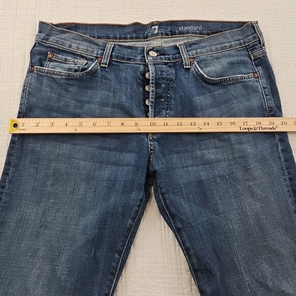 7 For All Mankind Standard Jeans Men's 36x30 Straight Leg Button Fly EUC Stretch - Picture 5 of 16